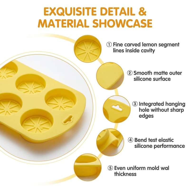 2Pcs Yellow Silicone Lemon Molds