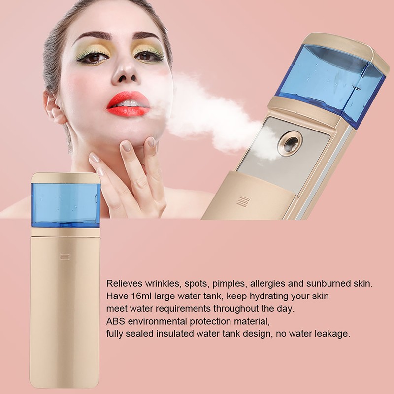 Portable Gold Nano Spray Face Moisturizing Hydrating Steamer Facial Humidifier