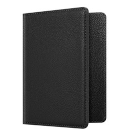 FINTIE Passport Holder Travel Wallet RFID Blocking PU Leather Card Case Cover, Black