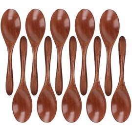 BONUMVITA Small Wooden Spoons Set-10 PCS Small Wood Table Spoon Set, Hardwood Wooden Honey Spoons for Eating Tea, Coffee, Soup, Yogurt, Jam(brown)