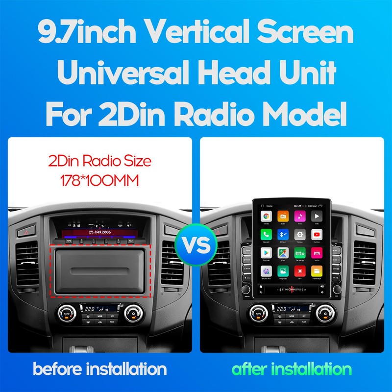 WENMENGDE 9.7" 4Core IPS 2+32GB IPS Vertical Screen Android Car