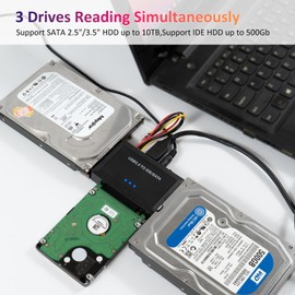 ZWWLRE USB 3.0 to SATA Adapter Hard Disk Adapter Cable， IDE to sata Adapter Universal，2.5/3.5 HDD/SSD 40 pin Hard Drive Adapter Hard Drive Adapter Outfit with 12V/2A Power Adapter