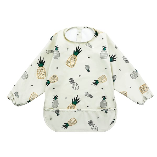 Hisprout Waterproof PU Unisex Infant Toddler Baby Long Sleeve Bib,