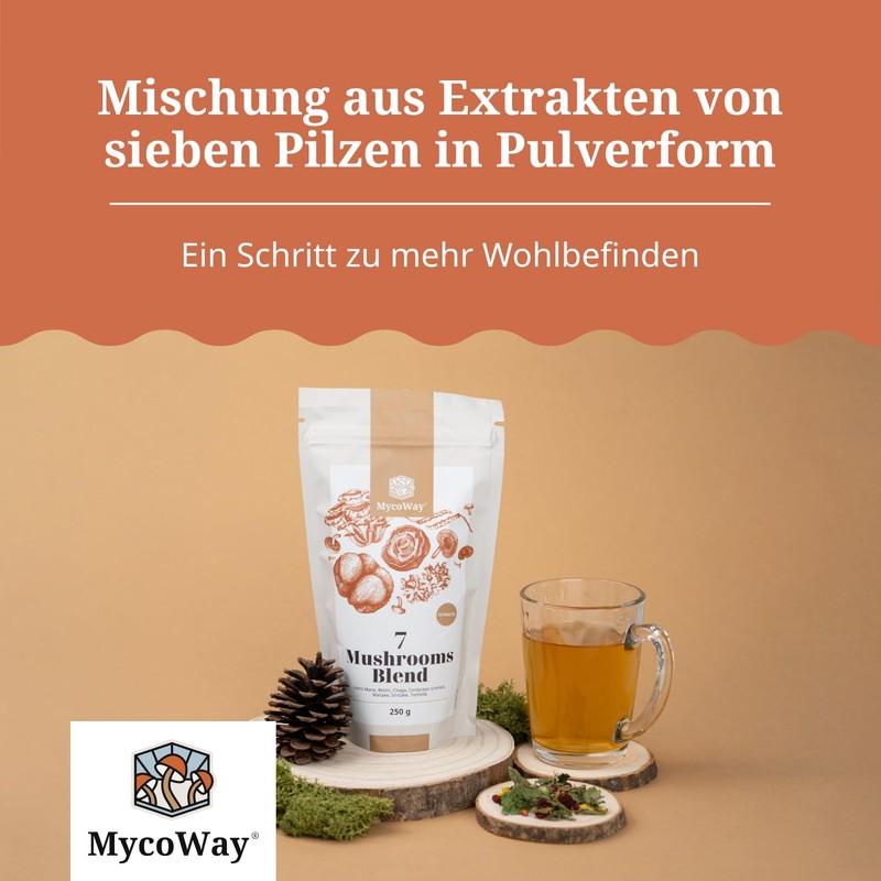 MycoWay Blend of Seven Mushrooms Powdered Extracts - 250g -