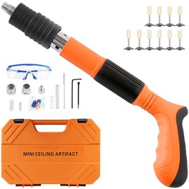 Concrete Nail Gun Kit - Manual Mini Steel Hammer Air Nailer Pistol for Cement Wall Fence and Woodworking Decoration with 200pcs Nails - Heavy Duty Fastening Shooter for Threaded Integrated Nails
