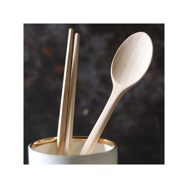 Solid Wood Cypress Cutlery Set for 2: 2 Sets of