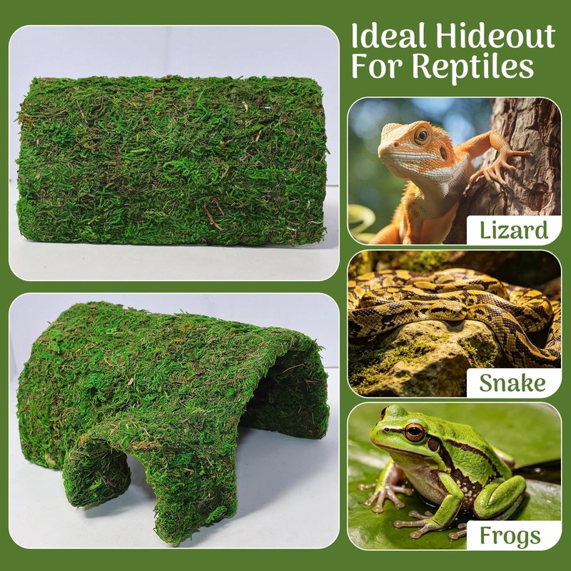 Hollima Reptile Tunnel Cave Hide, Handmade Shelter for Gecko Snake