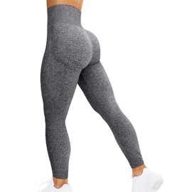 HIGORUN Women Seamless Leggings Smile Contour High Waist Workout Gym Yoga Pants Gray M