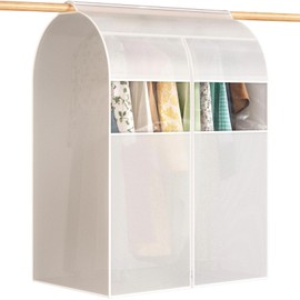 Kleiderbezüge Staubdicht, Transparente Kleiderschutzhülle mit großem Sichtfenster – 80x60x120cm Staub- und Mottensicherer PEVA Kleidersack mit Premium Reißverschluss für Anzüge, Mäntel, Kleider(Weiß)