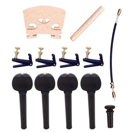 TUOREN 4/4 Violin Parts Fine Tuners Tuning Pegs Sound Post Tailgut Endpin Bridge Violin Accessory Kit 12 Pieces