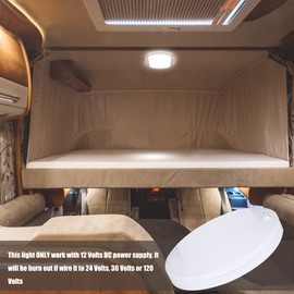 Facon 12V RV Oval Pancake Light, Length: 6'', 4000K Nature White Light, 12Volt Interior RV Ceiling Dome Light with On/Off Switch, for RV Motorhomes Camper Caravan Trailer Boat