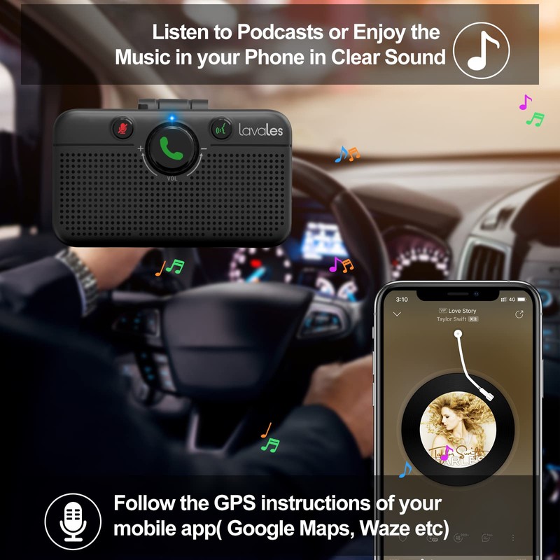 Lavales Bluetooth 5.3 Car Speaker, Handsfree Wireless Bluetooth Speaker Kit