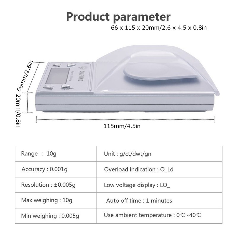 Electronic Scale High‑Accuracy 10g/0.001 Portable Jewelry Digital Scale with Weight