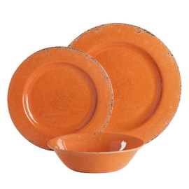 Gibson Home Mauna Orange Melamine Dinnerware Set, Service for 4 (12pc)