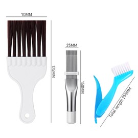 Pack of 3 Air Conditioning Cleaning Brush, Air Conditioning Slat Comb, Stainless Steel Slat Brush, Cleaning and Dust Removal Tool for Easy Removal of Dust and Dirt