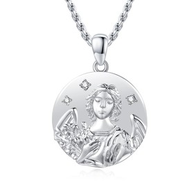 XIXLES 925 Sterling Silver Patron Saint Necklace Holy Medals Amulet Necklace Cross Protective Jewellery for Men with Chain, Sterling Silver