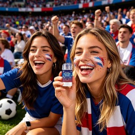 Brillo Facial Patriótico Larga Duración Impermeable Americana Barra de Purpurina , Blanca y Azul para Mujeres Niños Niñas Hombres del Día de la Independencia Desfiles