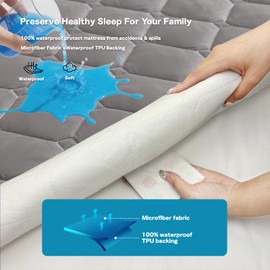 Waterproof Mattress Protector Queen Size, Quilted Fitted Mattress Pad with 17" Stretchable Deep Pockets,Fitted Sheet Bed Mattress Cover for Home, Bedroom, Hotel(1Pcs Mattress Pad + 2Pcs Pillowcases)