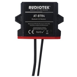 Audiotek BTR4 Universal Bluetooth Adapter (3.5mm Jack/USB) for Music Streaming with Auto-Remote, Waterproof for Car Vehicle Audio Video System, Great for Car, RV, Boat, Motorcycle