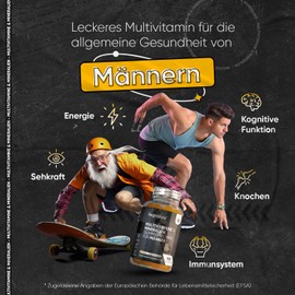 WeightWorld Multivitamin Gummies for Men - With Maca, Zinc, Vitamin C, B12, Selenium - For Immune System, Energy & Metabolism - 90 Fruity Gummy Bears - Vitamins & Minerals - Peach & Orange Flavor