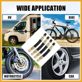 Partuto 4pcs Tire Valve Extension Stem Adaptor Tool Flexible Dual Valve Stem Extender Pipes 10cm / 3.9" for Car Truck Bike Trailer RV Portable Air Compressor Replacement