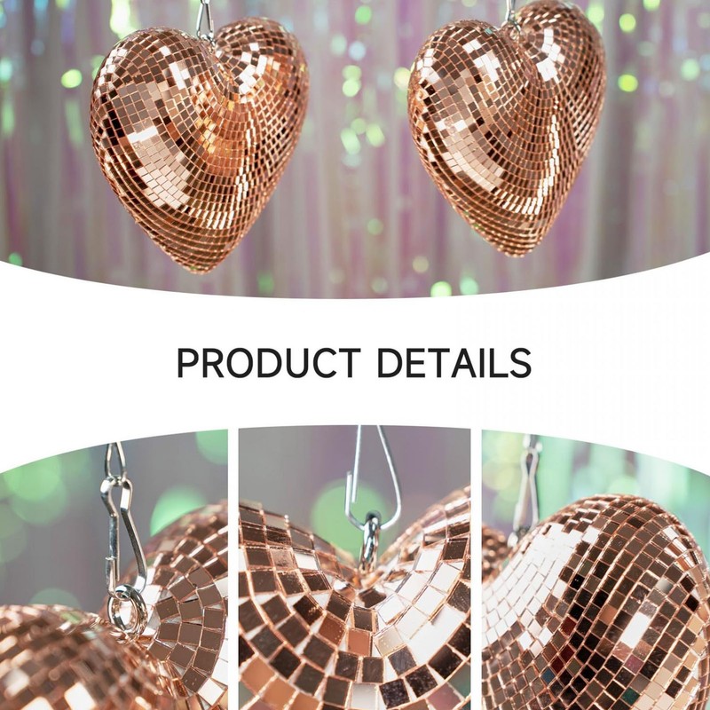 Heart Shaped Mirror Ball Shiny Decorative Reflective Mirror Ball Ornament