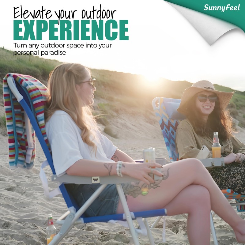 SUNNYFEEL Oversized Tall Folding Beach Chair Lightweight, 17" Portable Sand