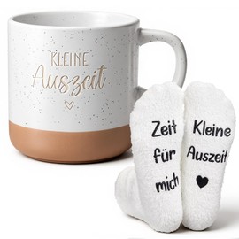 Xuniea Pack of 2 Small Time Out Gift for Women Wellness Gift Set with Coffee Cup Saying and Funny Socks Women, Relaxation Gift Idea Birthday Gift Girlfriend Colleague Mother's Day Easter