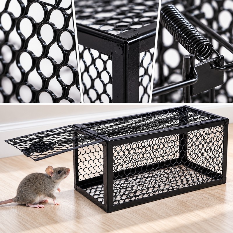 Reusable Metal Mouse Trap Cage for Indoor Rodent Control –