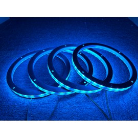 4PCS 6.5" RGB Multiple Changing Car LED Speaker Ring Light Kit Colors Shift Coxial Lights Spacer Ring Light Bluetooth App & Remote Control