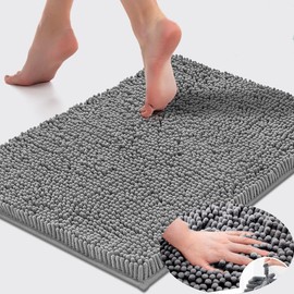 SWISSPACK 60X40/80x50 CMS Microfiber Bath Mat for Bathroom, Non-Slip Super Absorbent Machine Washable Extra Soft Thick Floor Foot Rugs (GREY BOBBLE, 80X50CM)