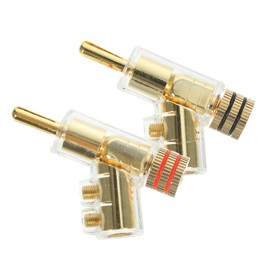 SEWACC 2pcs Banana Plugs Right Angle Adapter for Speaker Wire Gold Plated Connectors for Amplifier Sound System Construction for Audio Setup