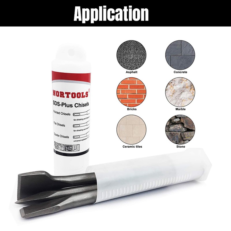 NORTOOLS 3 PCS 40Cr SDS-Plus Chisels Set Point (250mm)/ Flat