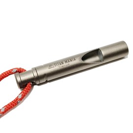 TITAN MANIA Titanium Whistle, Lightweight, Durable, Outdoor, Disaster Prevention, Mountaineering, Emergency, Evacuation, Crime Prevention, Solo Camping, Sports, Convenient, Necklace Strap (Ver1)
