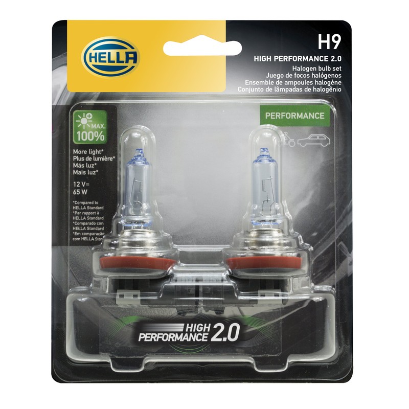 HELLA H9 2.0TB High Performance Bulb, 12V, 65W, 2 Pack