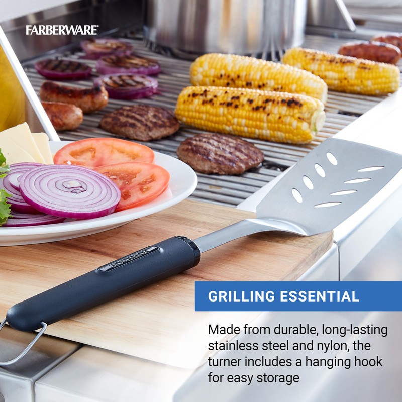 Farberware BBQ Turner, Perfect for Flipping and Serving, Includes Storage