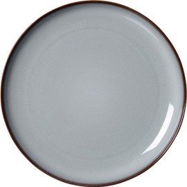 Ritzenhoff & Breker Portofino Dinner Plate, 28 cm, Round Plate with Brown Rim, Scandinavian Design with Reactive Glaze, Stoneware, Blue Grey