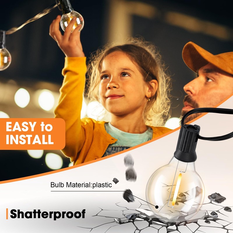 GvvooHome 25 Pack G40 LED Replacement Light Bulbs, E12 Screw