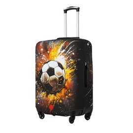 Richugui Realistic Cool Football Pattern Luggage Cover Elastic,S (18-21 inch Suitcase) Washable Stretch Suitcase Travel Suitcase Protector Anti-Scratch Cover for Kid and Adult