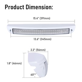 Teswelight RV 15.4 Inch LED Exterior Utility Light Fixtures, 6000K Cool White Flood Beam LED Porch Awning Light, 12V Work Scene Lighting for Truck/Camper/Boat/Trailer, White Aluminum Housing, 1-Pack