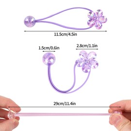 lasuroa 12 Pcs Ball Charm Hair Ties for Little Girls, Colored Camellia Beads Elastic Hair Bands with Balls Cute Flower Ponytail Holders for Toddler Girls Hairstyle Accessories