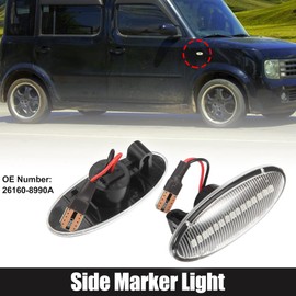 X AUTOHAUX 1 Pair Car Markers Accessories Side Marker Lights Turn Signal Light Assembly 26160-8990A for Nissan Cube 2009-2014 Clear Lens