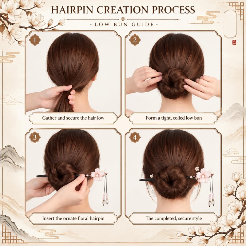 2 Pcs Chinese Japanese Wooden Hair Stick Chopstick, Vivid