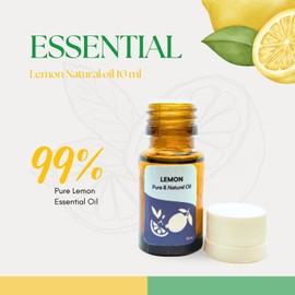 Roots & Above Pure Natural Lemon Essential Oil 0.34 oz/10ml Cold Pressed Oils for Skin, Hair, Massage, Diffusers & Candle Making