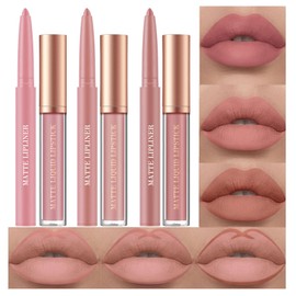 URQT Set De Maquillaje De Labios Nude De 6 Piezas Delineador Y Labial, 3 Labiales Líquidos Mate Aterciopelados  3 Delineadores De Labios Suaves A...  