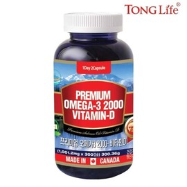 - 프리미엄오메가3-2000 비타민D-연어오일100-300캡슐-혈행 기억력개선 칼슘흡수에도움-1병 Premium Omega-3 2000 Vitamin D Salmon Oil 100-300 Capsules - Supports Blood Circulation, Memory Improvement, and Calcium Absorption - 1 Bottle