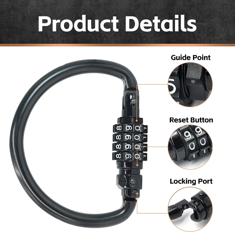 GARMOLY Combination Padlock, Combination Lock 4 Digit, Waterproof C-Shaped Combination