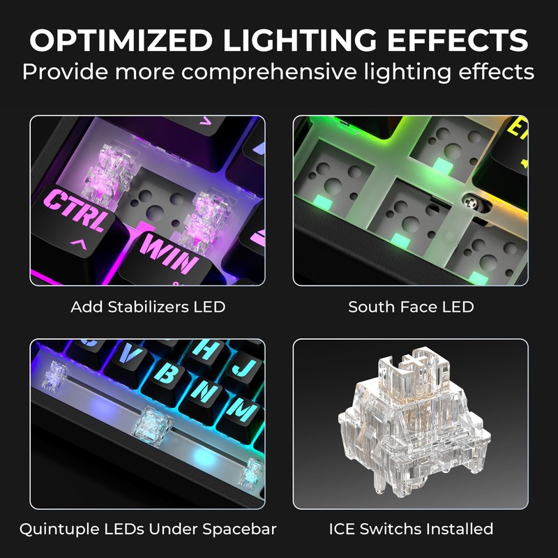 x XVX M67 Wireless 60% Percent Keyboard, QMK/VIA Topographic Gaming