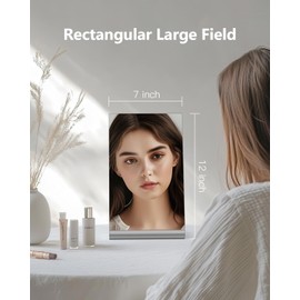 NEZZOE Frameless Makeup Mirror, 12" Length Aluminum Desk Mirror, Vanity Mirror for Counter, Bedroom, Bathroom, Dorm