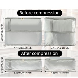 LimCryspp 2 Space Saving Self Compression Organizing, Double Zipper Storage Tote, Reusable, Bedding, Clothing, Blanket Packaging